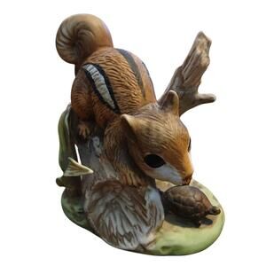 Chipmunk Squirrel Turtle Homco Porcelain Collectible Home Decor #8882 EUC Vtg